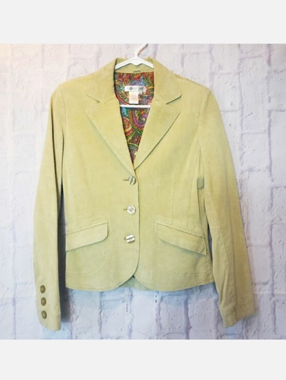 COLDWATER CREEK Genuine Suede Leather Button Front Blazer Jacket